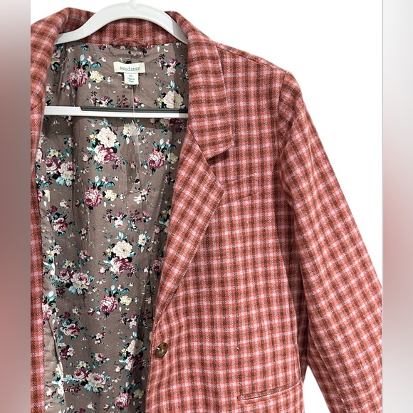 Sundance NWOT The Lisa Plaid Blazer Floral Lined Wool Blend Womens Size XL - Picture 4 of 5